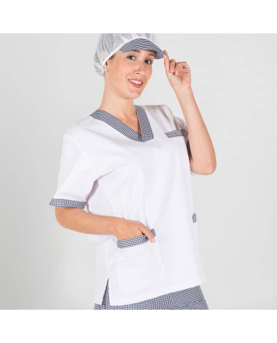 BLUSA SANITARIO MUJER PICO SARGA BLANCA COMBI GARYS