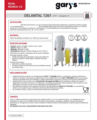 DELANTAL ARES 115X90 CM GARYS