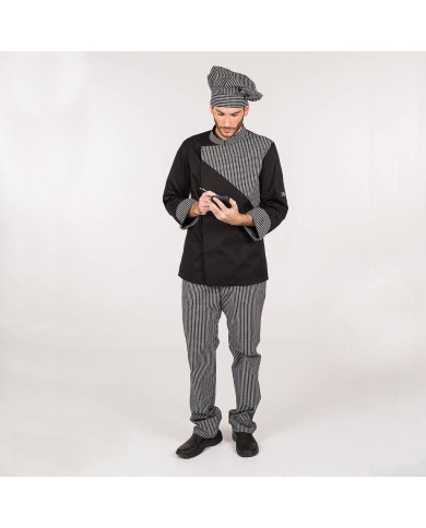 PANTALON UNISEX GOMA+CORDON CUADRO LUTOS BLANCO Y NEGRO