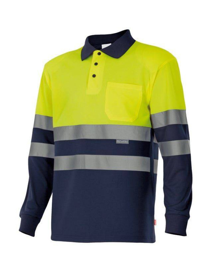 Polo bicolor manga larga VELILLA | POLOS | Uniformes ALTA