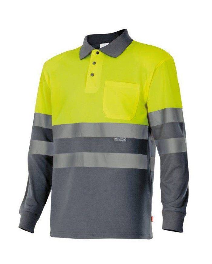 Polo bicolor manga larga VELILLA | POLOS | Uniformes ALTA