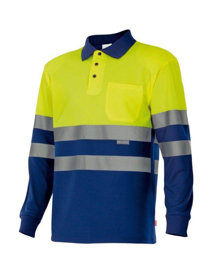 Polo bicolor manga larga VELILLA | POLOS | Uniformes ALTA