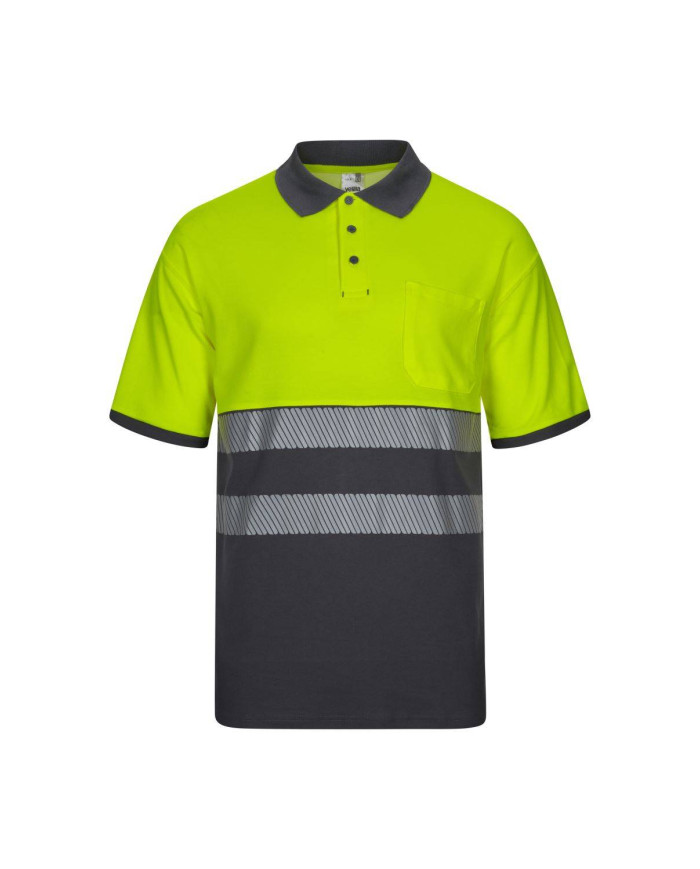Polo algodón bicolor manga corta cinta segmentada VELILLA