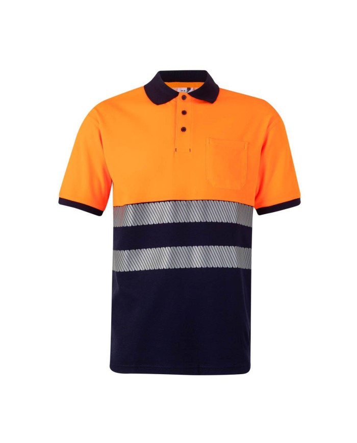 Polo algodón bicolor manga corta cinta segmentada VELILLA
