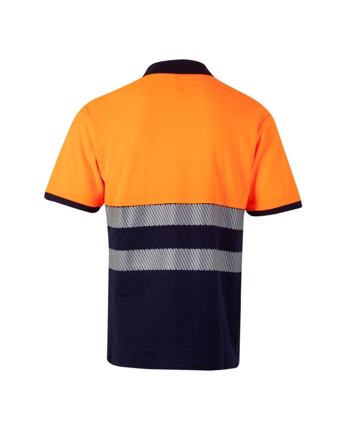Polo algodón bicolor manga corta cinta segmentada VELILLA
