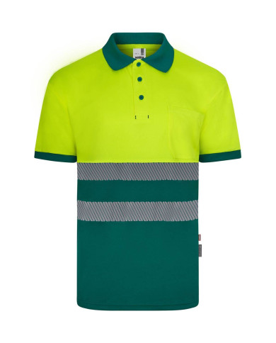 Polo poliéster reciclado bicolor manga corta cinta segmentada VELILLA