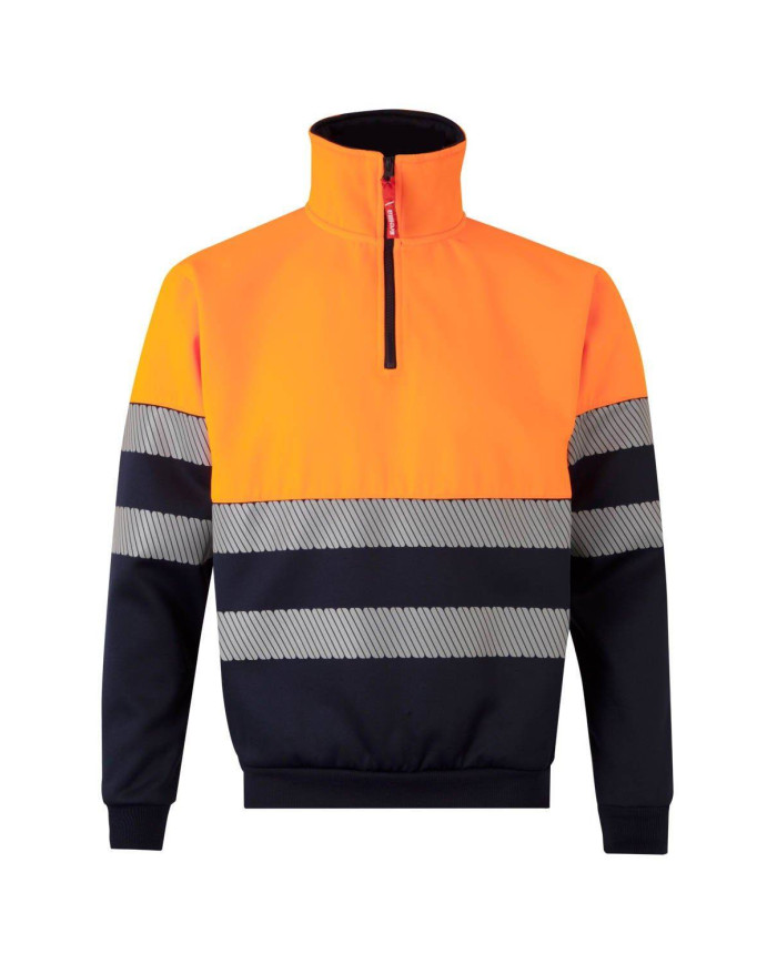 Sudadera bicolor con media cremallera cinta segmentada VELILLA