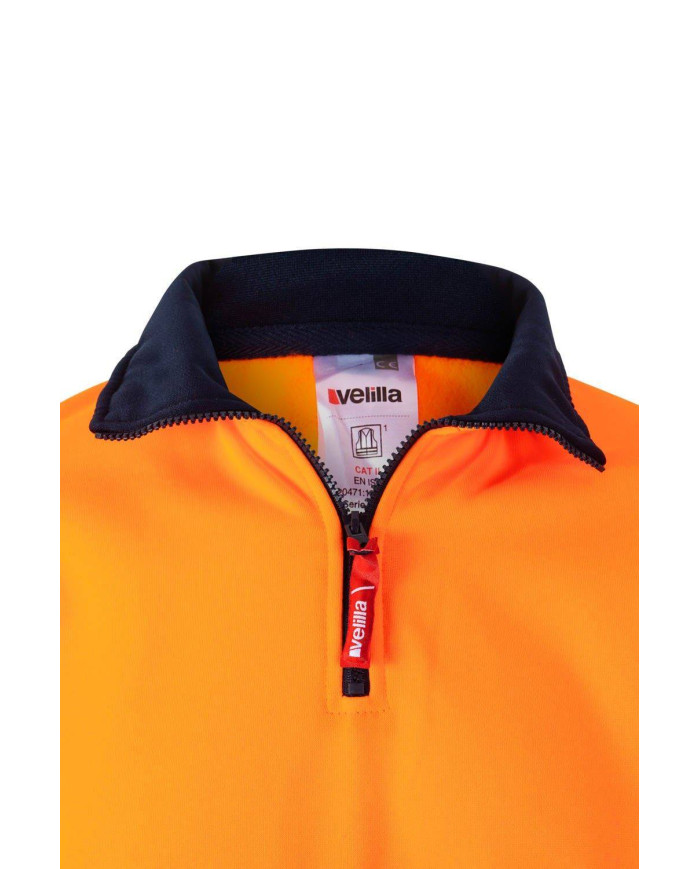 Sudadera bicolor con media cremallera cinta segmentada VELILLA