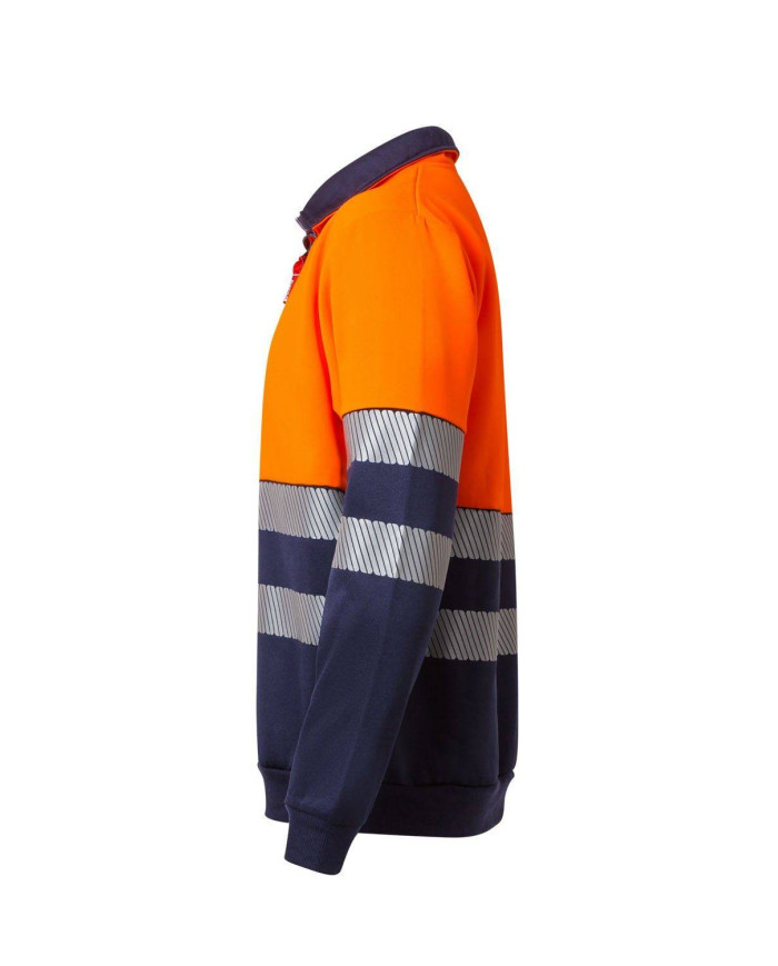 Sudadera bicolor con media cremallera cinta segmentada VELILLA