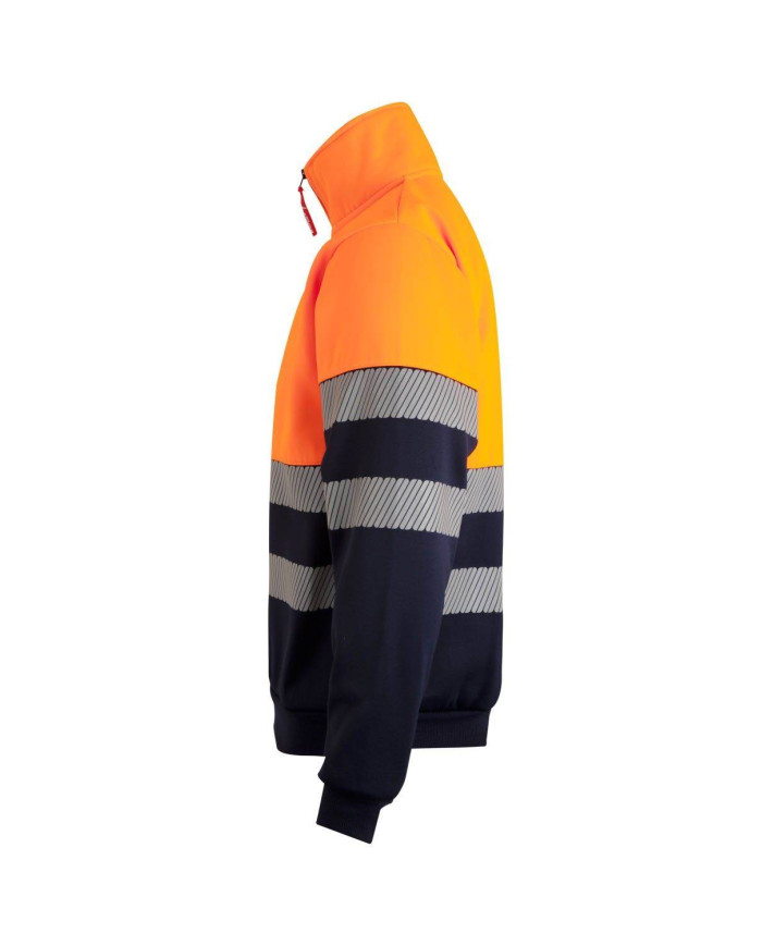 Sudadera bicolor con media cremallera cinta segmentada VELILLA