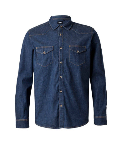 Camisa denim stretch manga larga hombre VELILLA